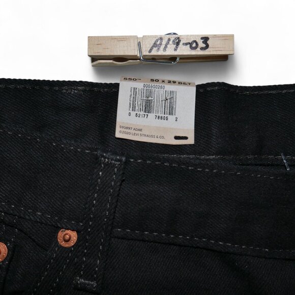 Levis 550 Relaxed Fit Denim Jeans Men's Size 50x29 Solid Black NWT - Picture 10 of 13